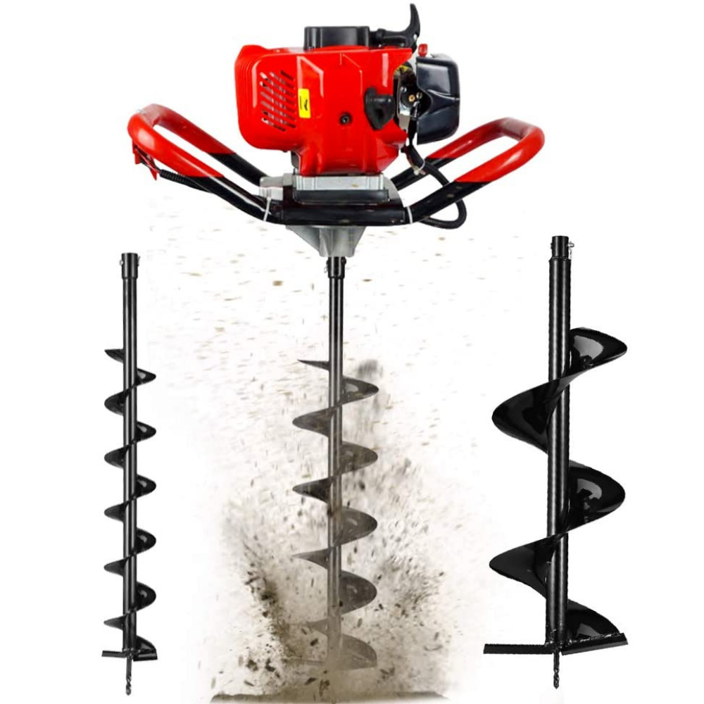 Powerful Gas Powered Post Hole Auger Digger Drill With Drill Bits