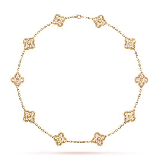 10 MOTIF LAVISH CLOVER NECKLACE - GOLD