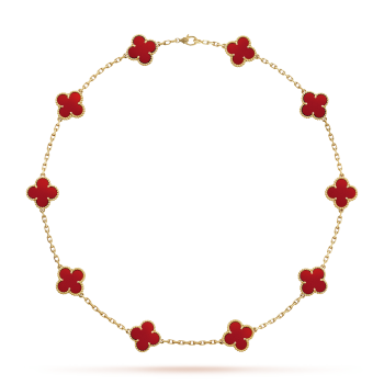 10 MOTIF CLOVER LAVISH NECKLACE- RED