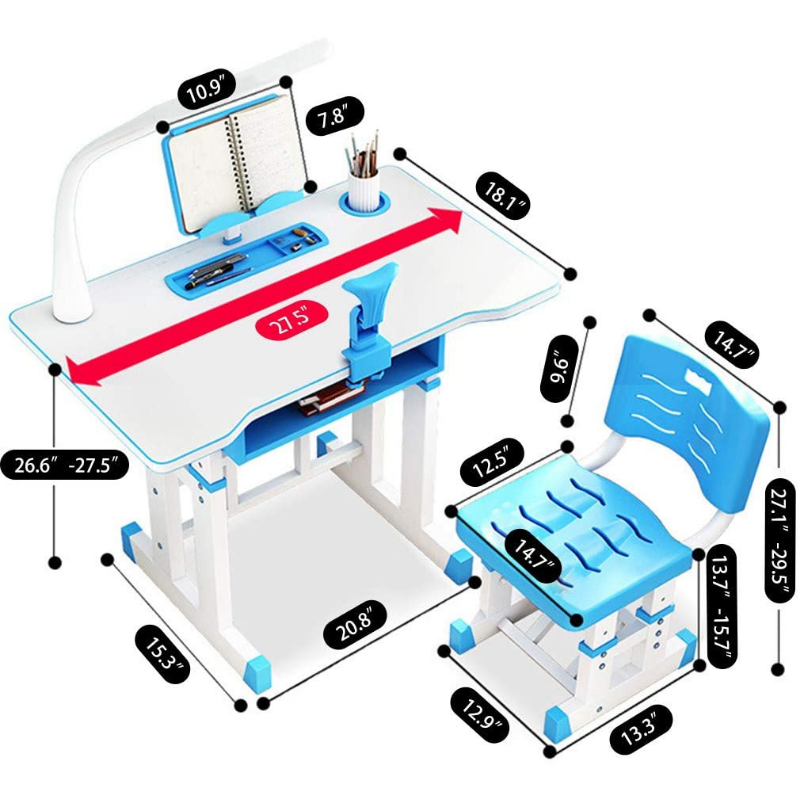 Interactive Kids Adjustable Large Study Desk And Chair Set - My Home Accessories