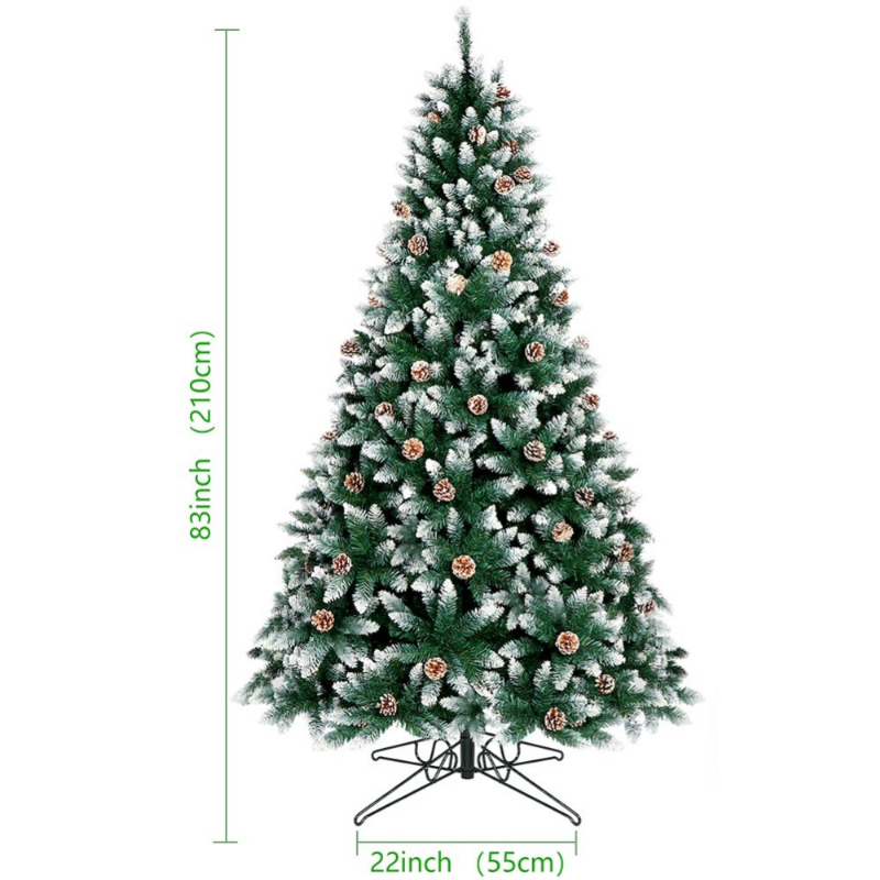 Artificial Decorated Pre Lit 7 Ft Christmas Tree With Pine Cones - My Home Accessories