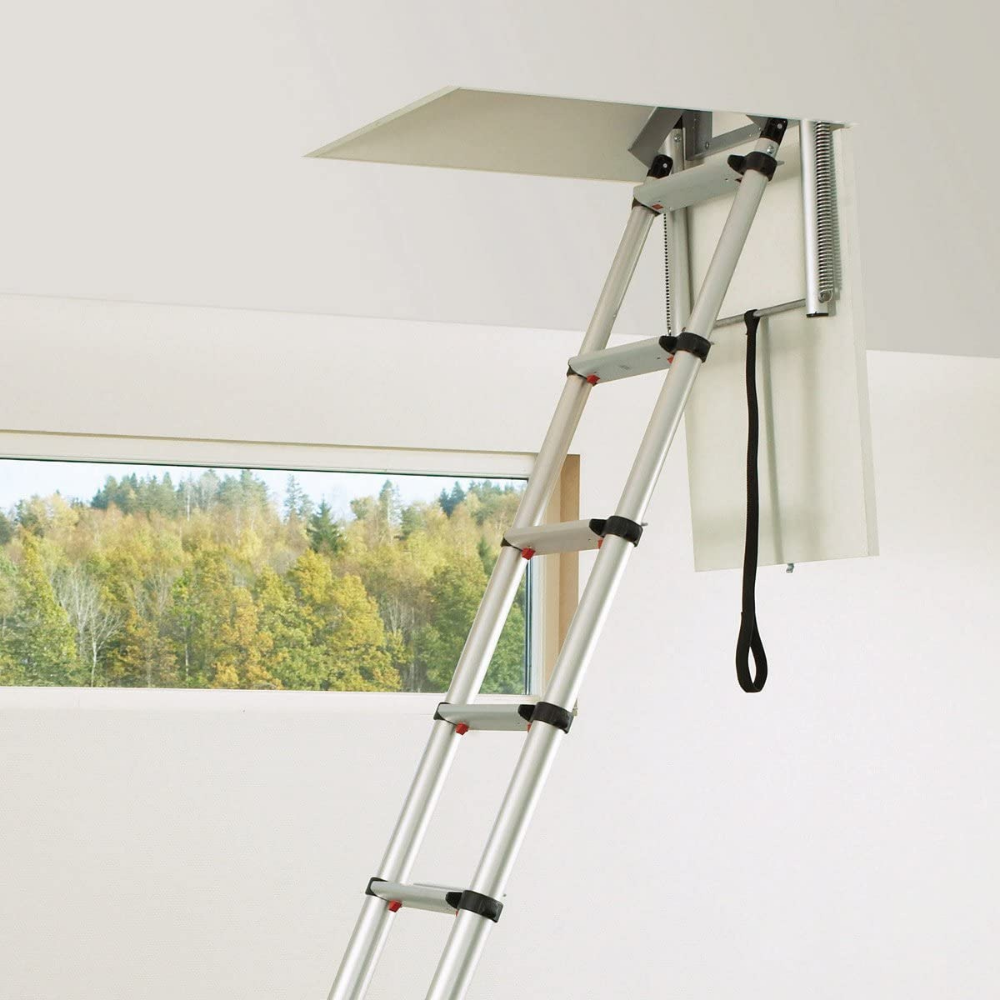 Hooked Compact Telescoping Attic Access Stair Steps Ladder With Hooks - My Home Accessories