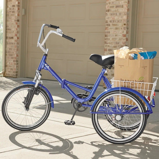 Deluxe Folding Adult Three Wheel Tricycle Bike With Basket 20" - My Home Accessories