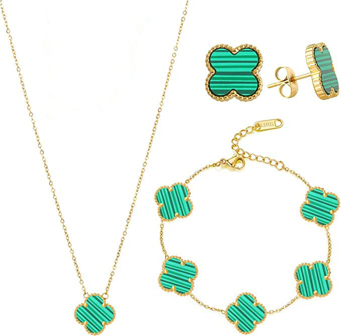 Clover Charm Set - Emerald Green