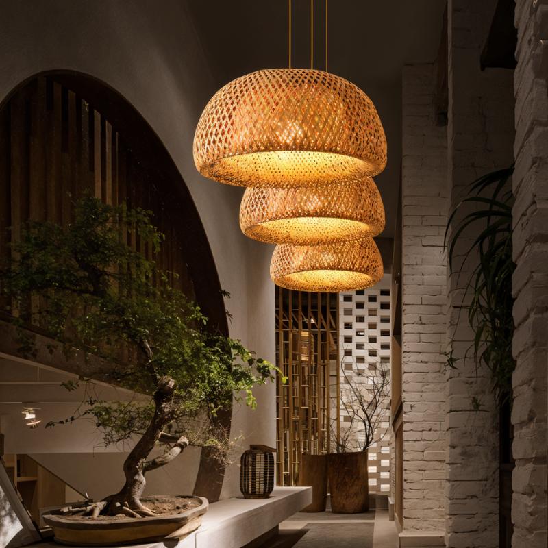 Hand-Weaved Rattan Cocoon Pendant Light