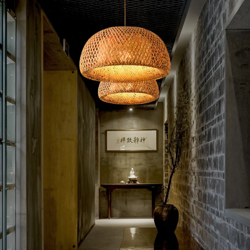 Hand-Weaved Rattan Cocoon Pendant Light