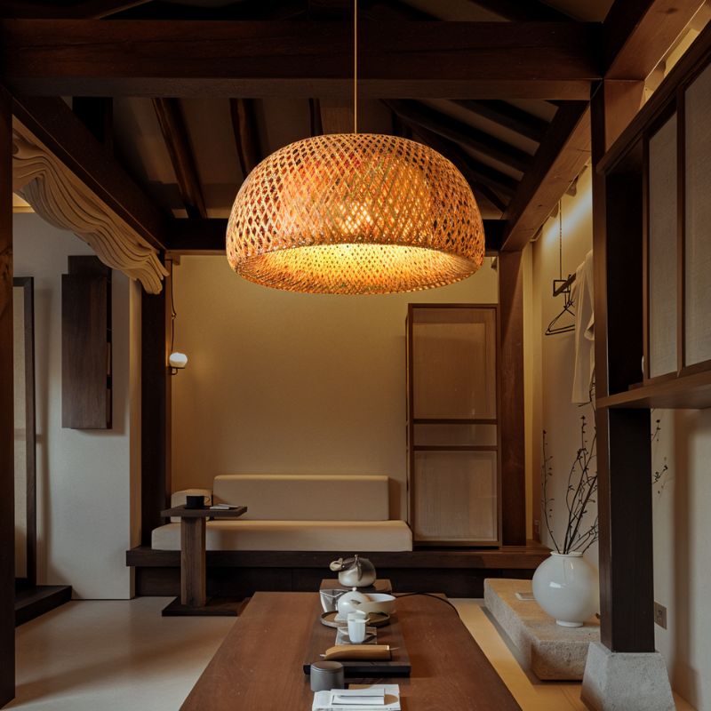 Hand-Weaved Rattan Cocoon Pendant Light