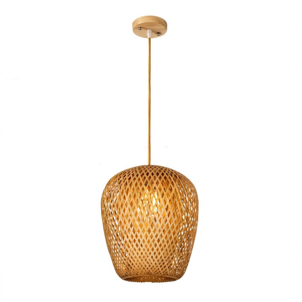 Hand-Weaved Rattan Cocoon Pendant Light