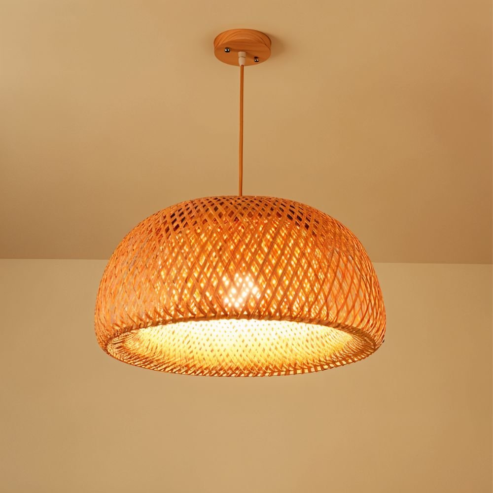 Hand-Weaved Rattan Cocoon Pendant Light