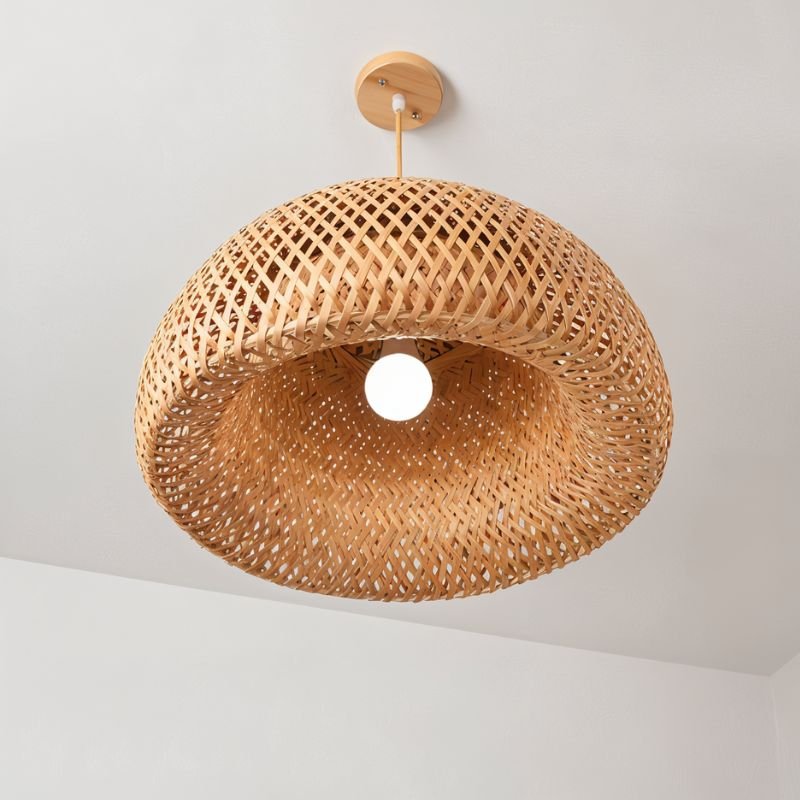 Hand-Weaved Rattan Cocoon Pendant Light