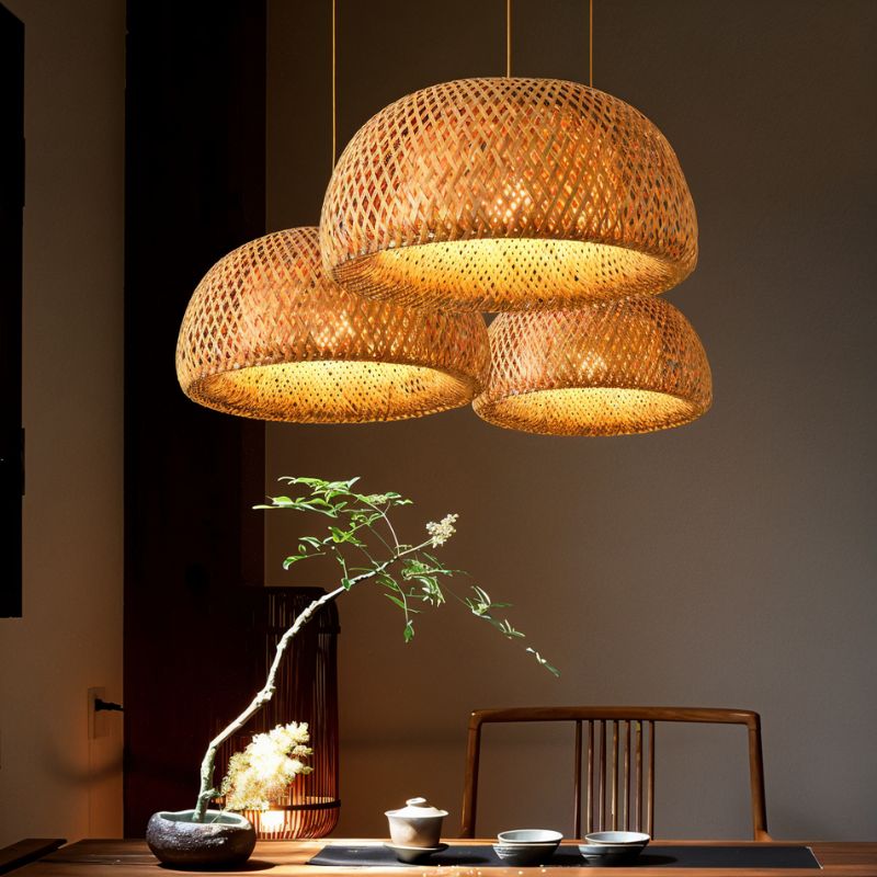 Hand-Weaved Rattan Cocoon Pendant Light