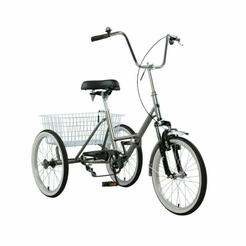 Deluxe Folding Adult Three Wheel Tricycle Bike With Basket 20" - My Home Accessories