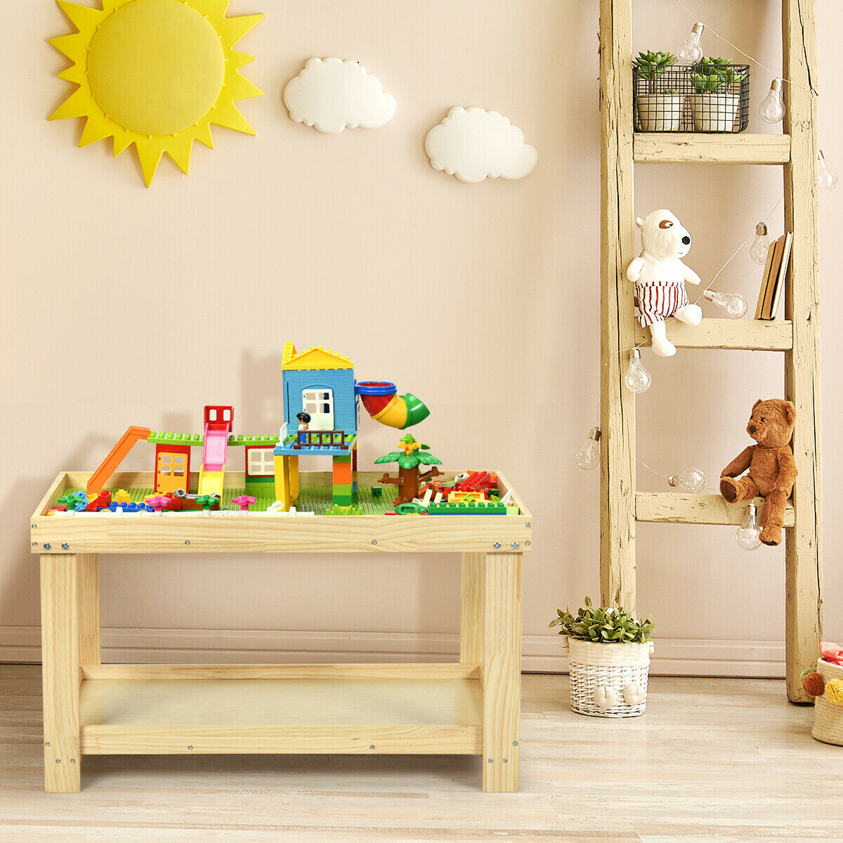 Large Kids Wooden Activity Learning Play Table - My Home Accessories